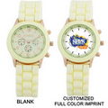 Silicone Analog Wrist Watch w/ Round Dial- OFF WHITE